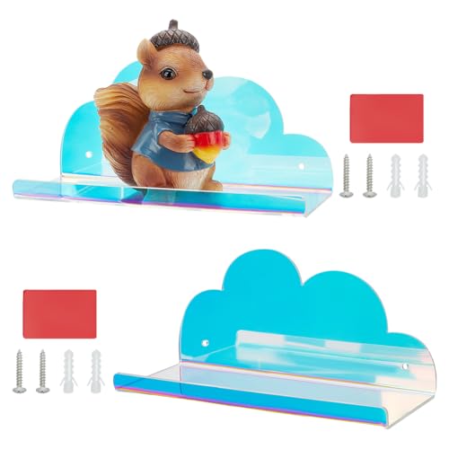 PH PandaHall 2 Stück Große Schillernde Schweberegale 8.5 x 3.4 Zoll Cloud Regale Acryl Hängedisplay Für Lampe Phoframe Kamera Büro Badezimmer von PH PandaHall