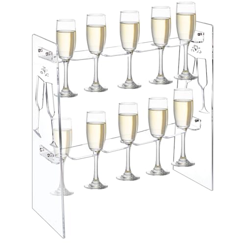 PH PandaHall 2 Tier Acryl Champagner-Glas-Halter, Champagnerflöten-Halter Weinglas Stielglasständer Champagner Display Halter Stand Klarer Getränketurm für Party Hochzeit Kabinett, hält 10 Tassen von PH PandaHall