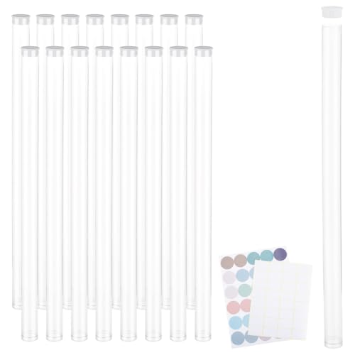 PH PandaHall 20 Pack klare Plastikröhren 33cm Lange runde Röhren Leere Röhrenbehälter mit Deckel transparente Aufbewahrungsröhren starre Röhre für Saatgut Perlen Badesalz Party Favors von PH PandaHall