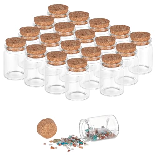 PH PandaHall 20 Stück 30ml Glasflaschen Mit Korken Winzige Glasfläschchen Korken Gläser Mini Glasflaschen Kleine Flasche Für Hochzeit Geburtstag Party Dekor von PH PandaHall