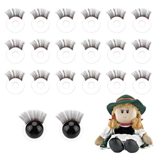 PH PandaHall 20 Stück Schwarze Puppenwimpern Sicherheitswimpern Kunststoff-Augenzubehör Bastelwimpernstreifen Gefüllte Häkelwimpern Puppenwimpern-Tablett für Amigurumi-Puppen Teddybären Plüschtiere von PH PandaHall