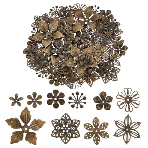 PH PandaHall 200 Stück Abstandsperlenkappen 10 Stile Blumenperlenkappen Tibetische Endkappen Eisenperlenkappen Für Ohrringe Armbänder Schmuckherstellung, Antik Bronze von PH PandaHall
