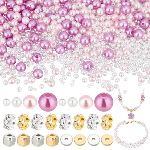 PH PandaHall 2084 Teiliges Perlenset 1934 Stück 3/4/6/8 mm Runde Perlen Weiß Rosa Bastelperlen Mit 150 Stück Metallischen Abstandsperlen In 3 Stilen Für Die Herstellung von Ohrringen Armbändern PH PandaHall 2084 Teiliges Perlenset 1934 Stück 3/4/6/8 mm Runde Perlen Weiß Rosa Bastelperlen Mit 150 Stück Metallischen Abstandsperlen In 3 Stilen Für Die Herstellung von Ohrringen Armbändern von PH PandaHall