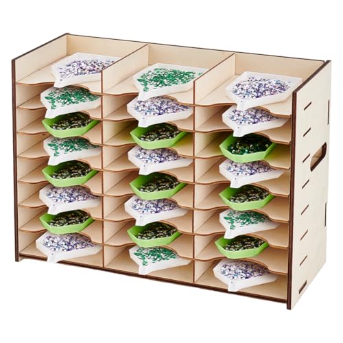 PH PandaHall 24 Gitter Tabletthalter Organizer Holzbohrstifthalter Multi Boot Tablett Aufbewahrungsregal Holzpunktwerkzeug Für DIY Edelsteinhandwerk von PH PandaHall