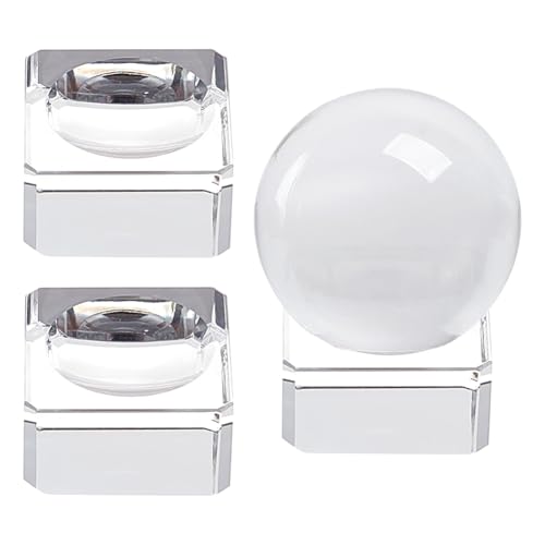 PH PandaHall 3 PCS Kristallkugel Ständer, Quadratische Kristall-Display-Basen Clear Sphere Stand Glas-Halter Basis für Display 40 mm bis 90 mm Kristallkugeln Golfball Murmeln Kunst Heimdekoration von PH PandaHall