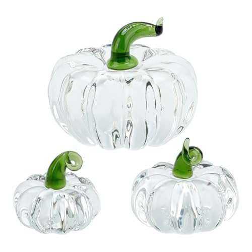 PH PandaHall 3 Stück Klar Kürbis Sammelfiguren 3 Größen Kristallglas Kürbis Briefbeschwerer Tabletop Display Dekorative Kürbisse Ornamente für Herbst Erntedank Ernte Home Office Desk Decor Geschenk von PH PandaHall