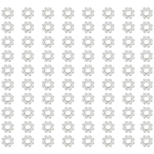 PH PandaHall 300 Stück Flache Blumen Abstandsperlen 6x2mm Metall Spacer Perle Splitter Blume Perlen Legierung Daisy Perlen Für Armbänder Ohrringe Schmuck DIY von PH PandaHall
