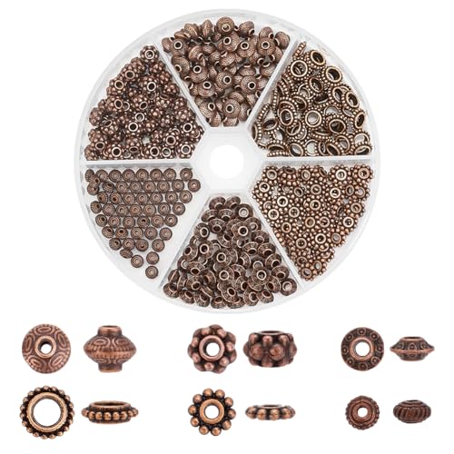 PH PandaHall 300 Stück Tibetische Abstandsperlen 6 Stile Rote Kupferperlen Legierungsperlen Doppelkegel Donut Rondelle Abstandshalter Lose Perlen Metall Bastelperlen Für Halsketten Schmuckzubehör PH PandaHall 300 Stück Tibetische Abstandsperlen 6 Stile Rote Kupferperlen Legierungsperlen Doppelkegel Donut Rondelle Abstandshalter Lose Perlen Metall Bastelperlen Für Halsketten Schmuckzubehör von PH PandaHall