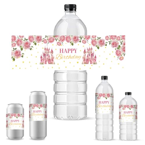 PH PandaHall 30pcs Happy Birthday Wasserflaschen-Etiketten, Selbstklebende Flaschenetiketten Aufkleber Schloss Blumen Wasserdicht Wasserflasche Wraps für Geburtstagsfeier, 21.6x6.4cm PH PandaHall 30pcs Happy Birthday Wasserflaschen-Etiketten, Selbstklebende Flaschenetiketten Aufkleber Schloss Blumen Wasserdicht Wasserflasche Wraps für Geburtstagsfeier, 21.6x6.4cm von PH PandaHall