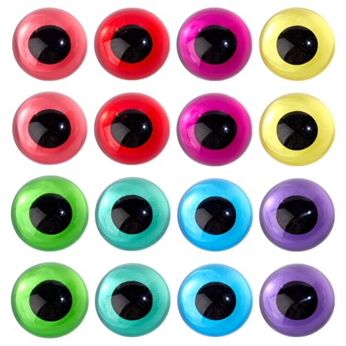 PH PandaHall 32 Stück 30mm Glas-Augen Cabochons 8 Farben Tier Craft Augen Flatback Kuppel Cabochons Flache runde Augen für DIY Kunsthandwerk Amigurumi Puppet Plüschtier Skulpturen von PH PandaHall