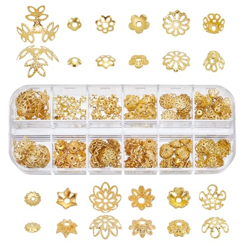 PH PandaHall 360 Stück Gold Perlenkappen Blumenkappe Spacer Perle 12 Stil Hohlblumen Perlenkappen Massives Metall Filigrane Endkappenperlen Zur Schmuckherstellung PH PandaHall 360 Stück Gold Perlenkappen Blumenkappe Spacer Perle 12 Stil Hohlblumen Perlenkappen Massives Metall Filigrane Endkappenperlen Zur Schmuckherstellung von PH PandaHall
