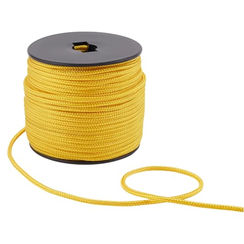 PH PandaHall 3mm gelbes Nylonseil 50m Jalousien Schnur Geflochtene Lift Shade Schnur Windspiel Schnur Perlenschnur Makramee Faden Armbänder String für Camping Hängende Dekoration Makramee Handwerk von PH PandaHall