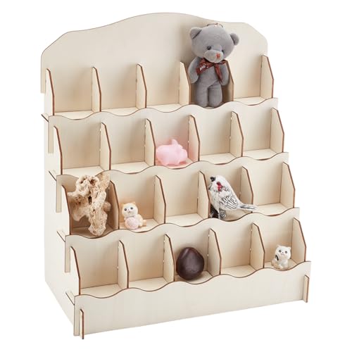PH PandaHall 4 Etagen Kartenständer 20 Regale Aufkleber Display Rack Grußkartenständer aus Holz Tragbarer Aufkleber-Display-Ständer für Ladentheke Vendo von PH PandaHall