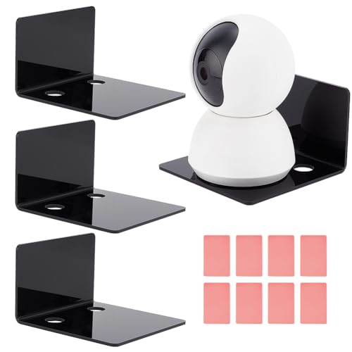 PH PandaHall 4 Packung Acryl Wandregale 10cm Schwebende Mini Regale Selbstklebende Hängeregale Schwarz Kleine Präsentationsleisten Mit Aufklebern Für Überwachungskameras Lautsprecher Pflanzen von PH PandaHall