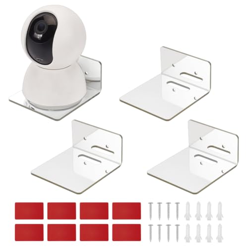 PH PandaHall 4 Sets Acryl Schweberegale Wandmontage Display Silberne Wandregale Kleines Regal Display Hängende Regale für Wohnzimmer Schlafzimmer Kamera Router Sammlerstücke 8.7x8x4.3 cm von PH PandaHall
