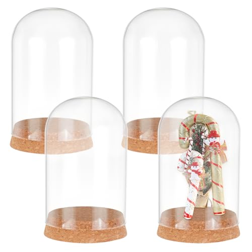 PH PandaHall 4 Stück Cloche Glaskuppel Klarglas Displaykuppel Mit Korkboden Dekorative Gläser Für Sammlerstücke Figuren Blumenaufbewahrung Partybevorzugung Dekoration 8x12.9cm von PH PandaHall