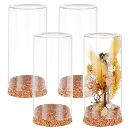 PH PandaHall 4 Stück Glas Cloche Dome Display Flasche Glasglocke Mit Korkboden Dekorative Gläser Etui Für Blumenaufbewahrung Zuhause Weihnachten Party Gastgeschenk Dekoration 6x11.4cm von PH PandaHall