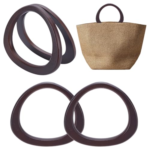 PH PandaHall 4 Stück Holz-Taschengriffe D-Form, Dekorative Ersatzgriffe Handtasche Handle Ersatz Glatter Handtaschengriff für Handtaschen, Makramee, Häkeltaschen, Kokosnussbraun von PH PandaHall