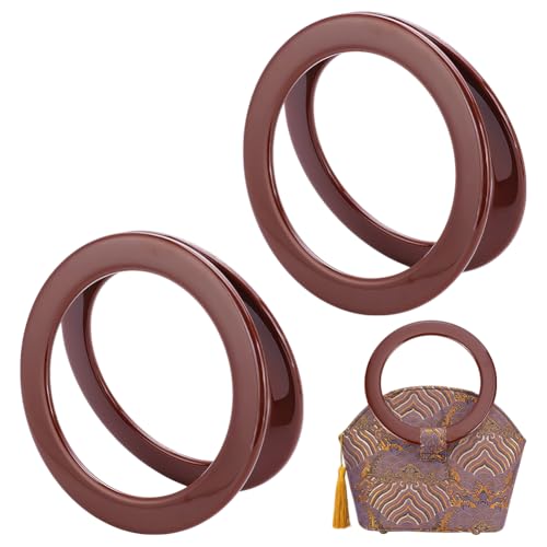 PH PandaHall 4 Stück Runde Taschengriffe, 13.5cm Kunststoff-Ersatzgriffe Dekorative Handtasche Handle Kleine Tasche Handle für Makramee gehäkelt Handtasche Strand Segeltuch Handtaschen machen, brown von PH PandaHall