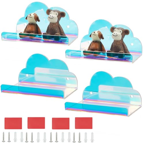PH PandaHall 4 Stück Schillernde Schwebende Regale Aus Acryl 4.5 x 2.6 Zoll Wolke Regale Hängen Display Wand Regal Für Lampe Phoframe Hause Wand Dekor von PH PandaHall