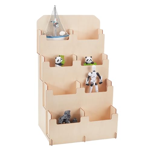 PH PandaHall 4 Tier Holz Kartenständer Sticker Rack Display 8 Regal Portable Retail Vendor Display Stand Tisch-Display-Ständer für Untersetzer Retail Showcase, 9.4x7.8x16 Zoll von PH PandaHall