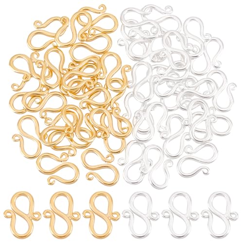 PH PandaHall 40 Stück 2 Farben S Hakenverschlüsse Messing Halskettenverschluss Schmuck Verbindungsverschlüsse Halskettenverkürzer S Förmiger Haken Für Schmuck Handwerksherstellung Golden/Silber PH PandaHall 40 Stück 2 Farben S Hakenverschlüsse Messing Halskettenverschluss Schmuck Verbindungsverschlüsse Halskettenverkürzer S Förmiger Haken Für Schmuck Handwerksherstellung Golden/Silber von PH PandaHall