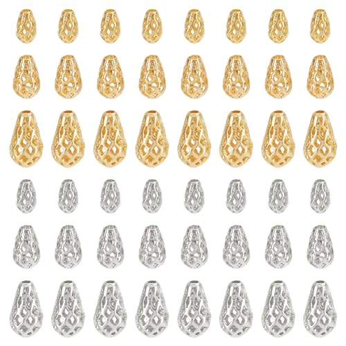 PH PandaHall 48 Stück 3 Größen Messing Hohlperlen Tropfenförmige Filigrane Perlen Hohle Abstandsperlen Lose Metallperlen Für Armbänder Halsketten Ohrringe Schmuckherstellung Platin/Gold PH PandaHall 48 Stück 3 Größen Messing Hohlperlen Tropfenförmige Filigrane Perlen Hohle Abstandsperlen Lose Metallperlen Für Armbänder Halsketten Ohrringe Schmuckherstellung Platin/Gold von PH PandaHall
