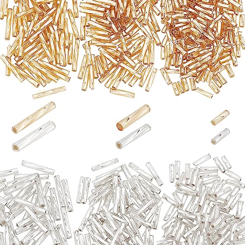 PH PandaHall 480 Stück Gedrehte Signalhornperlen Metallische Trompetenperlen Glas Lange Röhre Rocailles Lose Abstandshalterperlen Mit 6 Behälterflaschen Für Die Herstellung von Ohrringen Armbändern von PH PandaHall