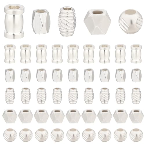 PH PandaHall 50 Stück 5 Stile Abstandsperlen 925 Sterlingsilber Plattierte Perlen Facettierte Messing Abstandshalter Metall Schmuck Abstandshalter Für Die Schmuckherstellung DIY Perlenhandwerk von PH PandaHall