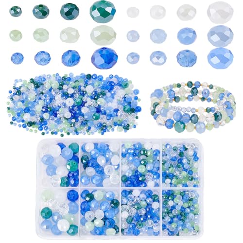 PH PandaHall 525 Stück 7 Farben Blaue Serie Glasperlenstränge 4 Größen Kristallglasperlen Facettenperlen Für Schmuck Halsketten Armbänder DIY Basteln PH PandaHall 525 Stück 7 Farben Blaue Serie Glasperlenstränge 4 Größen Kristallglasperlen Facettenperlen Für Schmuck Halsketten Armbänder DIY Basteln von PH PandaHall