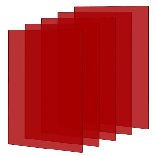 PH PandaHall 5PCS Acryl Blatt rot transluzentes Blatt gegossene Acrylplatten farbige Acrylblätter Acryl zum Schneiden Gravieren Schilder DIY-Projekte 30x20cm 3mm dick von PH PandaHall