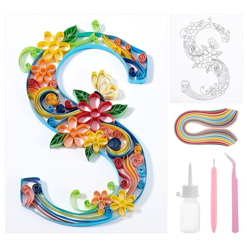 PH PandaHall 6 Farbe 360pcs Papier-Quilling-Streifen S Blume und Schmetterling Papier Quilling Vorlage Board Papier Quilling Muster für Anfänger Erwachsene 24.5x21x0.3cm von PH PandaHall