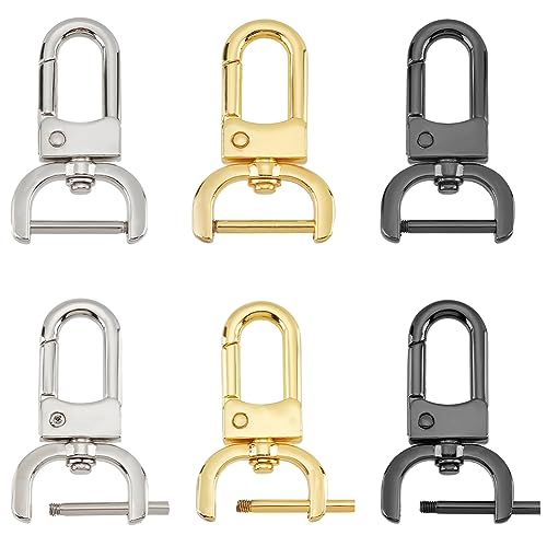 PH PandaHall 6 Stück 3 Farben D Ringe Drehbare Karabinerhaken 19mm Drehbarer Push Gate Clip Karabinerverschluss Abnehmbarer Karabinerhaken Drehverschluss Für DIY Tasche Schlüsselbund Hunde ID Tags von PH PandaHall