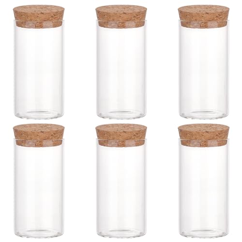 PH PandaHall 6 Stück 50 ml Glasgefäße Klare Mini Glasflaschen Mit Holzkorkstopfen Wunschflasche Aufbewahrungsflasche Gewürzflaschen Für Die Küche Zu Hause Outdoor Camping Gartenarbeit von PH PandaHall