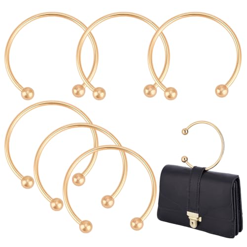 PH PandaHall 6 Stück Metall Geldbörsengriffe 10x11cm Goldfarbene Halbrunde Taschengriffe Rahmen Ersatz Für Handtaschengriffe Mit Perlen Zum Herstellen Gehäkelter Makramee Taschen von PH PandaHall