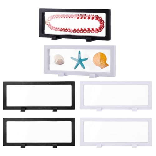 PH PandaHall 6 Stück Schwebende Vitrine 3D Schwebender Rahmen Displaybox 23.2x9.15x2cm Große Schmuckaufbewahrungsbox Für Muschelarmbanduhren Weiß/ Schwarz von PH PandaHall