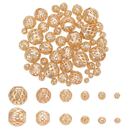 PH PandaHall 60 Stück Hohlperlen 14K Vergoldete Filigrane Perlen 304 europäische Edelstahl Perlen Abstandshalter Für DIY Handwerk Armbänder Halsketten Ohrringe Schmuckherstellung von PH PandaHall