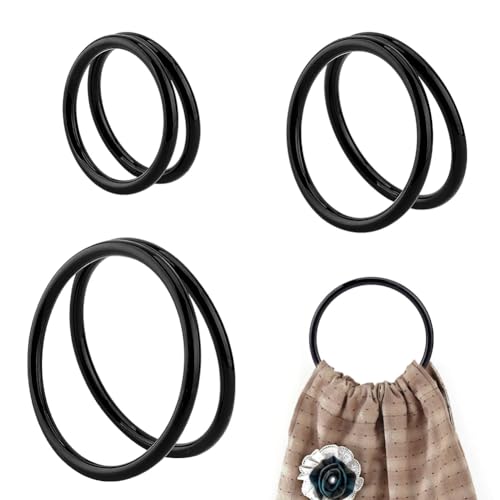 PH PandaHall 6PCS Runde Ring Handtasche Griffe, 3 Stile Schwarzer Handtaschengriff Ersatz Dekorative Tasche Griffe für Sommer Strohhalme Strand Handtaschen Makramee gehäkelt Geldbeutel machen von PH PandaHall