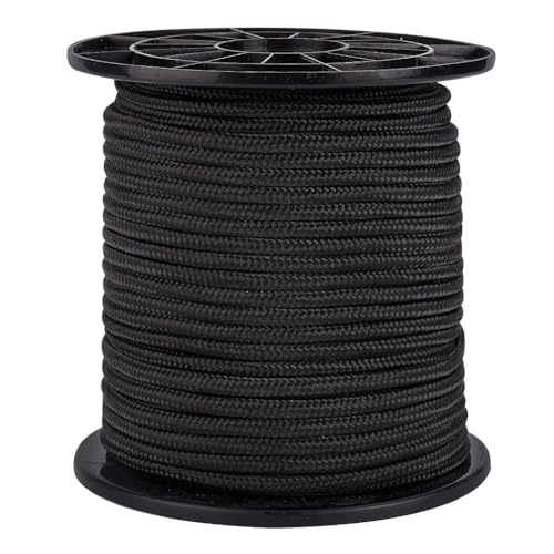 PH PandaHall 6mm Fallschirmschnur 50m Nylonseil Schwarze para Schnur Jalousienschnur Geflochtene Hebe Schattenschnur Für Camping Tuchleine Gartenarbeit Wandern Outdoor Aktivitäten von PH PandaHall