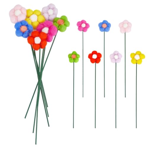 PH PandaHall 7 Stück Filz Blumenstrauß 7 Farben Filz Blumenstrauß Bunte Wolle Blumen 22,5cm Lange Blume Filzen Stick Blumen Filzen Dekoration für Vasen Geschenk Home Event Dekorationen von PH PandaHall