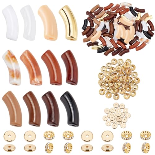 PH PandaHall 72 Stück Röhren Bambusperlen 12 Farben Gebogene Nudelschiebeperlen Acryl Röhrenperlen Mit 50 Stück Rondelle Abstandsperlen Flache Scheibenperlen Für Trendige DIY PH PandaHall 72 Stück Röhren Bambusperlen 12 Farben Gebogene Nudelschiebeperlen Acryl Röhrenperlen Mit 50 Stück Rondelle Abstandsperlen Flache Scheibenperlen Für Trendige DIY von PH PandaHall
