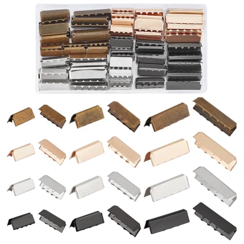 PH PandaHall 72PCS Band Klemme Enden, 12 Styles Band Crimp Ends Gurtband-Enden Verschlüsse Clasp Crimp Ends Schmuckherstellung Fundstücke für Schmuck Craft Supplies DIY Choker Anklets Armbänder von PH PandaHall