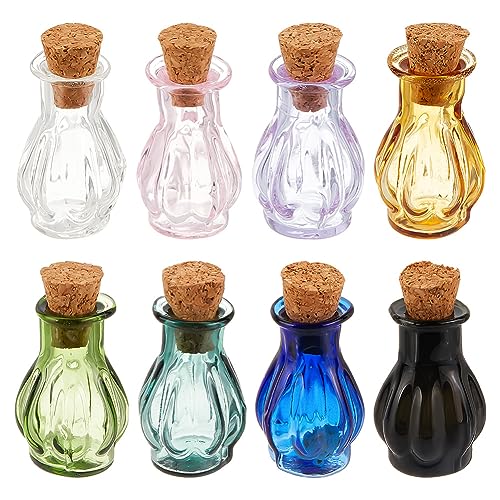 PH PandaHall 8 farbige Kleine Zaubergläser 8 Farben Mini Glasflaschen Niedliche Wunschflaschen Mit Korkstopfen Miniatur Flasche Für Party Hochzeit DIY Dekoration Schmuckherstellung von PH PandaHall