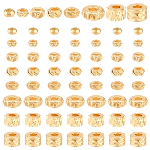 PH PandaHall 80 Stück 18 Karat Vergoldete Perlen 8 Stile Rack Beschichtung Messing Abstandsperlen Flache Runde Abstandsperlen Säulenperlen Rondell Abstandsperlen Für Die Schmuckherstellung PH PandaHall 80 Stück 18 Karat Vergoldete Perlen 8 Stile Rack Beschichtung Messing Abstandsperlen Flache Runde Abstandsperlen Säulenperlen Rondell Abstandsperlen Für Die Schmuckherstellung von PH PandaHall