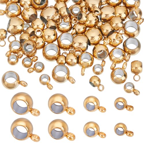 PH PandaHall 80 Stück 4 Größen Bügelperlen Aufhänger Glieder Schiebe Charms Säulenverbinder Abstandsperlen Bügelröhrenperlen Zur Schmuckherstellung 6~9.5mm Bohrung: 1.5~2mm von PH PandaHall