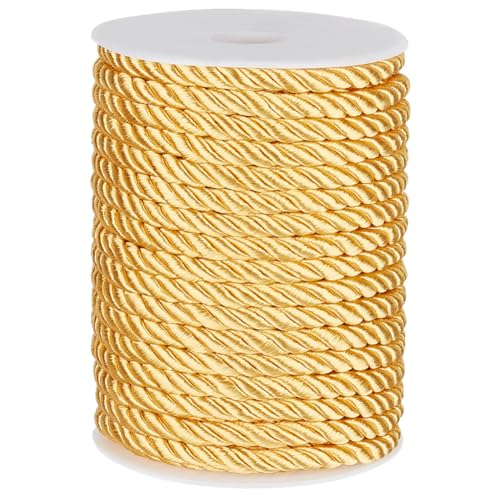 PH PandaHall 6mm 21.9 Yards Gedrehtes Kabel 3 Lagige Geflochtene Kordel Mit Spulen Gedrehter Satin Für Golddekorationen Weihnachtsdekoschnüre Zum Basteln Wohnkultur Vorhänge Fliegen von PH PandaHall