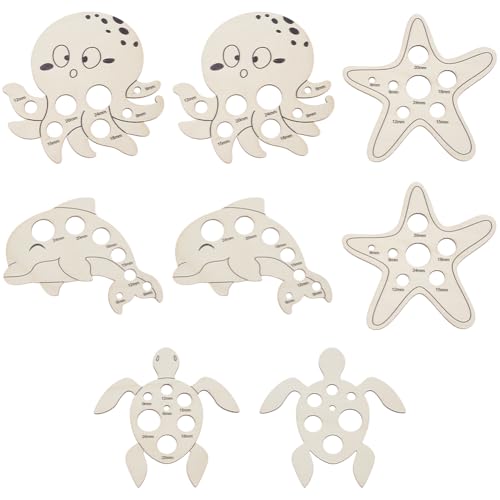 PH PandaHall 8pcs Sicherheitsaugen Werkzeug 4 Stil Holz Hilfswerkzeug Sicherheitsaugen und Unterlegscheiben Oktopus Seestern Delphin Schildkröte Einfügewerkzeug für gehäkelte Plüschtieraugen 6-24mm von PH PandaHall