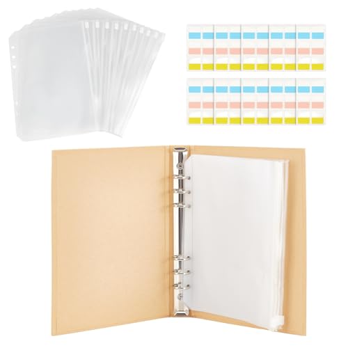 PH PandaHall Stricknadelhalter Etui Set Aufbewahrung von Stricknadeln 1 Stück Retro Kraftpapier Abdeckung 24 Stück Bindertaschen Und 60 Stück Etikettenpapieraufkleber Zum Sortieren, 23x17cm von PH PandaHall