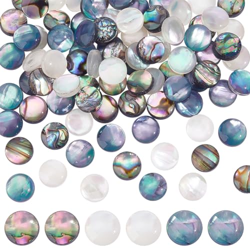 PH PandaHall 90 Stück 3 Farben Imitierte Abalone Muschel Cabochons 8mm Flache Cabochons Mit Flacher Rückseite Halbrunde Cabochons Aus Acryl Kuppel Fliesen Edelsteine Für Die Schmuckherstellung DIY von PH PandaHall