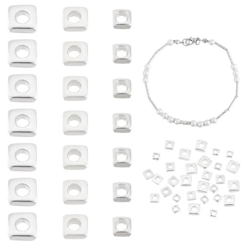 PH PandaHall 925 Sterling Silber Perlen 75 Stück 3 Stile Heshi Disco Perlen Quadratisch Flach Abstandsperlen Zur Schmuckherstellung Weihnachten Valentinstag 1.5/2/2.5mm von PH PandaHall
